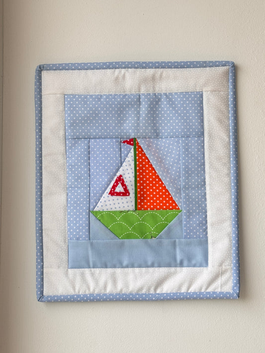 "SAIL AWAY" HANDMADE MINI QUILT BANNER